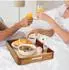 Relaxdays Serviertablett Akazienholz & MDF, 38,5x28,5cm, mit Griffen, hoher Rand (10051587)
