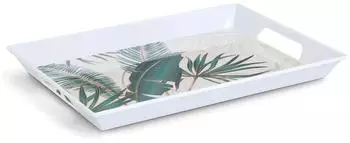 Zeller Tablett "Palm Leaves" Melamin, Tragegriffe, 50x34,8cm (26473)