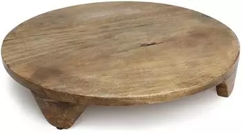 Spetebo Servierteller Mangoholz rund 38cm mit Standfüßen (4763)