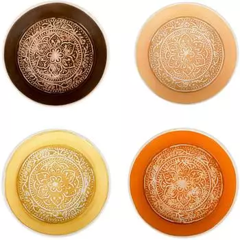 Marrakesch Orient & Mediterran Interior Tantar Tablett-Set 4-teilig, rund 18cm, Metall, bunt (am-a1016-d-4er)