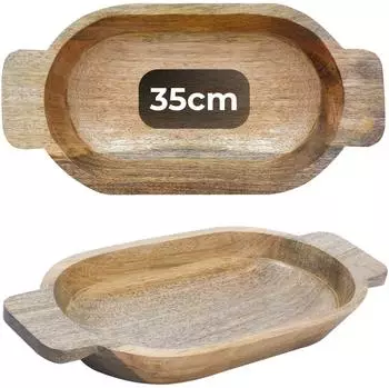 Marrakesch Orient & Mediterran Interior Boho Tablett "Kahla" oval, Holz, 35x18cm (se302-mt)