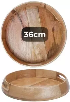 Marrakesch Orient & Mediterran Interior Boho Tablett Serviertablett, rund, Holz 36cm (se-303-mt)