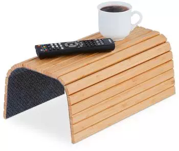 Relaxdays Sofatablett Armlehne, Bambus, 42x34cm, natur (10046322)