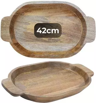 Marrakesch Orient & Mediterran Interior Boho Tablett oval, Holz, 42x25cm (se302-gr)