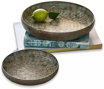 Loberon Birse Tablett 2er-Set, Aluminium, antikbronze (17448161)