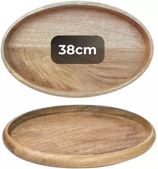 Marrakesch Orient & Mediterran Interior Cagdas Boho Tablett oval aus Holz, 38x25cm (se-301-gr)