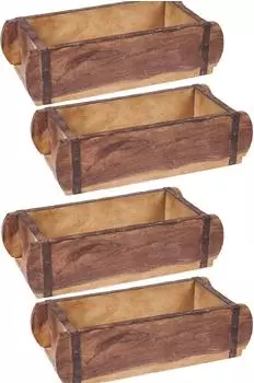 Marrakesch Orient & Mediterran Interior Vintage Holzkiste aus Altholz mit Metallbeschlägen, 4er-Set (hk-001-4er)