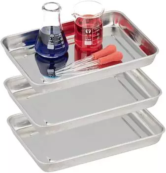 Relaxdays Instrumententablett 3er-Set, Edelstahl, 2,5x21,5x15cm (10047121)