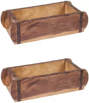 Marrakesch Orient & Mediterran Interior Vintage Holzkiste aus Altholz mit Metallbeschlägen, 2er-Set (hk-001-2er)