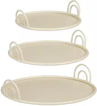 MICA Decorations Tablett mit Griffen, 3er-Set, Eisen, offwhite