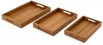 HAC24 Serviertablett-Set mit Griffen, Akazienholz, 3-tlg. (183079458)