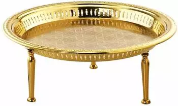 Marrakesch Orient & Mediterran Interior Atay orientalisches Tablett Beistelltisch 50cm gold (di-5006-50-15-go)