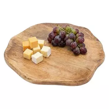 Spetebo Servierplatte Mangoholz mit Naturkante, rund 30cm (5009)