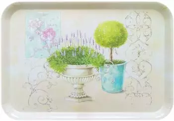 Lashuma Melamin Serviertablett rechteckig, Garten-Motiv, 38x26cm