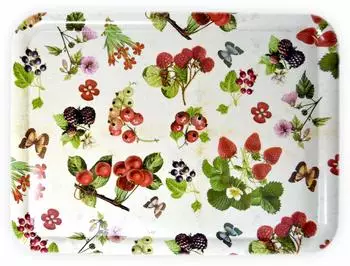 Lashuma Serviertablett Waldbeeren-Motiv, Melamin, rechteckig 50x37cm