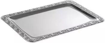 APS Tablett "Sch&ouml;ner Essen" Edelstahl, rechteckig, 35x24cm (383)