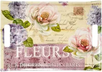 Lashuma Tablett "Edelrose" mit Griffen, Melamin, rechteckig 38x27cm