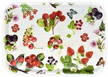 Lashuma Melamin-Tablett Waldbeeren-Motiv, rechteckig, 38x26cm