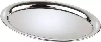 APS Kaffeehaus Serviertablett oval, Edelstahl silber hochglanzpoliert, 29x22cm (30117)