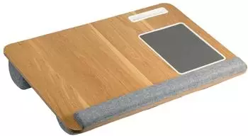 Kesper Laptop-Knietablett mit Mauspad & Ger&auml;tehalter, MDF, grau/natur (77623)