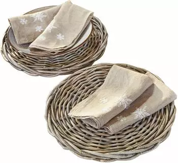 Loberon Bland Platzteller 2er-Set, Rattan, braun (1650521)