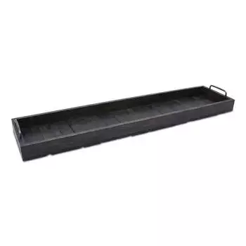 Spetebo Deko Tablett XXL Holz mit Metallgriffen, schwarz, 90x20cm (270983)