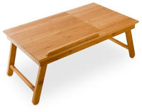 Relaxdays Laptoptisch Aus Bambus, Hxbxt:24x55x33cm, Verstellbar, Mit Fach F&uuml;r