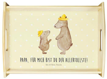 Mr. & Mrs. Panda Bären mit Hut Gelb Pastell Vater, Bruder, Familie, Papa, Vorbild, Opa, Kinder lasiert (1-tlg)
