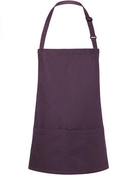 Karlowsky Fashion KY123 Kurze Latzschürze Basic mit Schnalle und Tasche Aubergine (ca. Pantone 209C) 75 x 60 cm