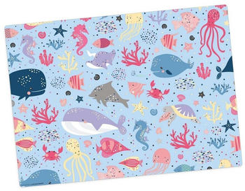 Tischsetmacher Platzset abwaschbar - Bunte Meereswelt, (aus erstklassigem Vinyl, 1-St., 44 x 32 cm / lila-blau)