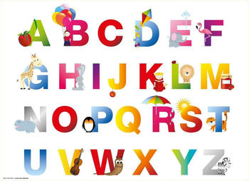 Tischsetmacher Tischset I Platzset abwaschbar - Kinder ABC, (aus erstklassigem Vinyl, 1-St., 44 x 32 cm / weiß-bunt)