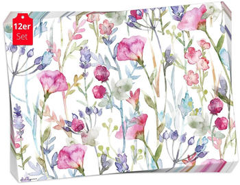 Tischsetmacher Tischset Frühling, Ostern & Blumen - Blumenwiese Aquarell, (aus Naturpapier in Aufbewahrungsmappe, 12-St., 44 x 32 cm / grün-hellblau)