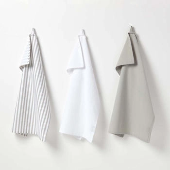Homescapes Geschirrtücher Set 3tlg schmale Streifen grau