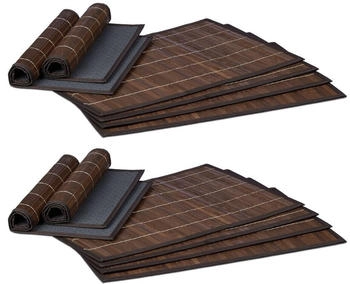 Relaxdays Tischset Platzdeckchen feuchtigkeitsresistent Bambus Tischset rechteckig