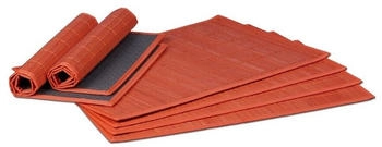 Relaxdays Tischset 6 teilig, Platzdeckchen, Bambus 30 x 45 cm, 6er Platzset, 6 Tischmatten, abwischbar, rot