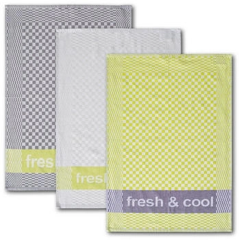 Dyckhoff Geschirrtuch 3-Set 'Fresh & cool' 50 x 70 cm, Grün