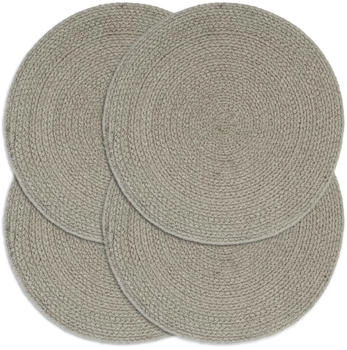 vidaXL Tischsets 4 Stk. Grau 38 cm Rund Baumwolle