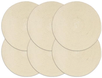 vidaXL Tischsets 6 Stk. Natur 38 cm Rund Baumwolle