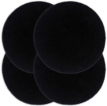vidaXL Tischsets 4 Stk. Uni Schwarz 38 cm Rund Baumwolle