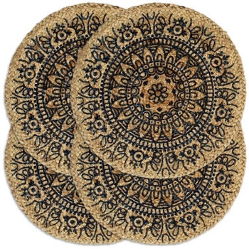 vidaXL Tischsets 4 Stk. Dunkelblau 38 cm Rund Jute Tischsets 4 Stk. Dunkelblau 38 cm Rund Jute
