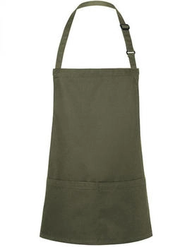Karlowsky Fashion KY123 Kurze Latzschürze Basic mit Schnalle und Tasche Moss Green (ca. Pantone 4229C) 75 x 60 cm