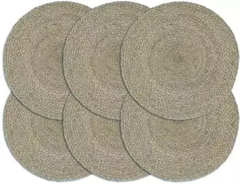 vidaXL Tischsets 6 Stk. Grau 38 cm Rund Jute