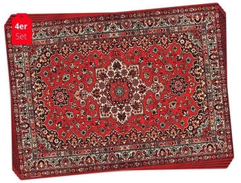 Tischsetmacher Platzset abwaschbar - Orientalischer Teppich in rot, (aus erstklassigem Vinyl, 4-St., 44 x 32 cm / rot)