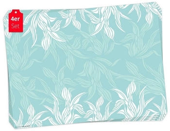 Tischsetmacher Platzset abwaschbar - Florales Muster in Mint, (aus erstklassigem Vinyl, 4-St., 44x 32 cm / türkis)
