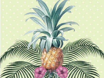 Tischsetmacher Platzset abwaschbar - Ananas mit Palmenblätter - 4 Stück aus erstklassigem Vinyl (Kunststoff) 40 x 30 cm, (4-St)