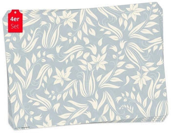 Tischsetmacher Platzset abwaschbar - Florales Muster in hellblau, (aus erstklassigem Vinyl, 4-St., 44 x 32 cm / hellblau)