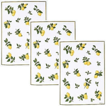 Kracht Halbleinen Geschirrtuch Zitronen im 3er-Pack gelb/gruen 50x70 cm