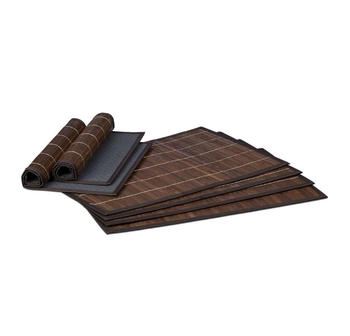 Relaxdays Tischset 6 teilig,, Bambus 30 x 45 cm, 6er Platzset, abwischbar, braun 10020505_93