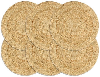 vidaXL 6 Stück Platzdeckchen, naturfarben, einfarbig, 38 cm, rund, Jute