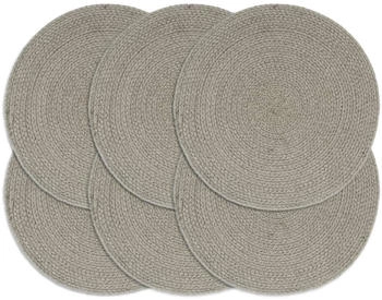 vidaXL Tischsets 6 Stk. Grau 38 cm Rund Baumwolle